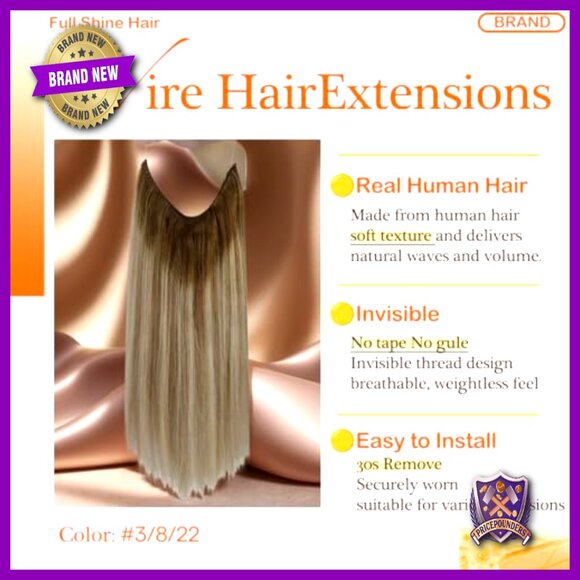 18 Inch Remy Human Hair Extensions with Invisible Wire, 80g